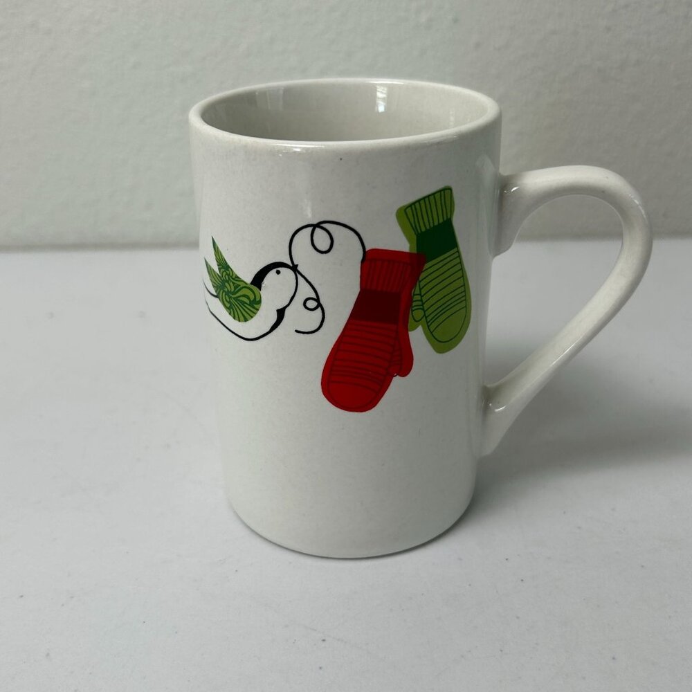 Starbucks Christmas Coffee Mug Cup Red Green Mittens‎ Bird 10 oz 2011